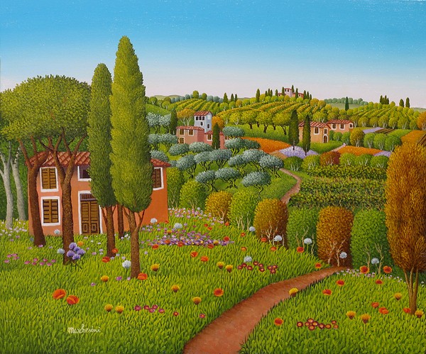 Paesaggio con cipressi
